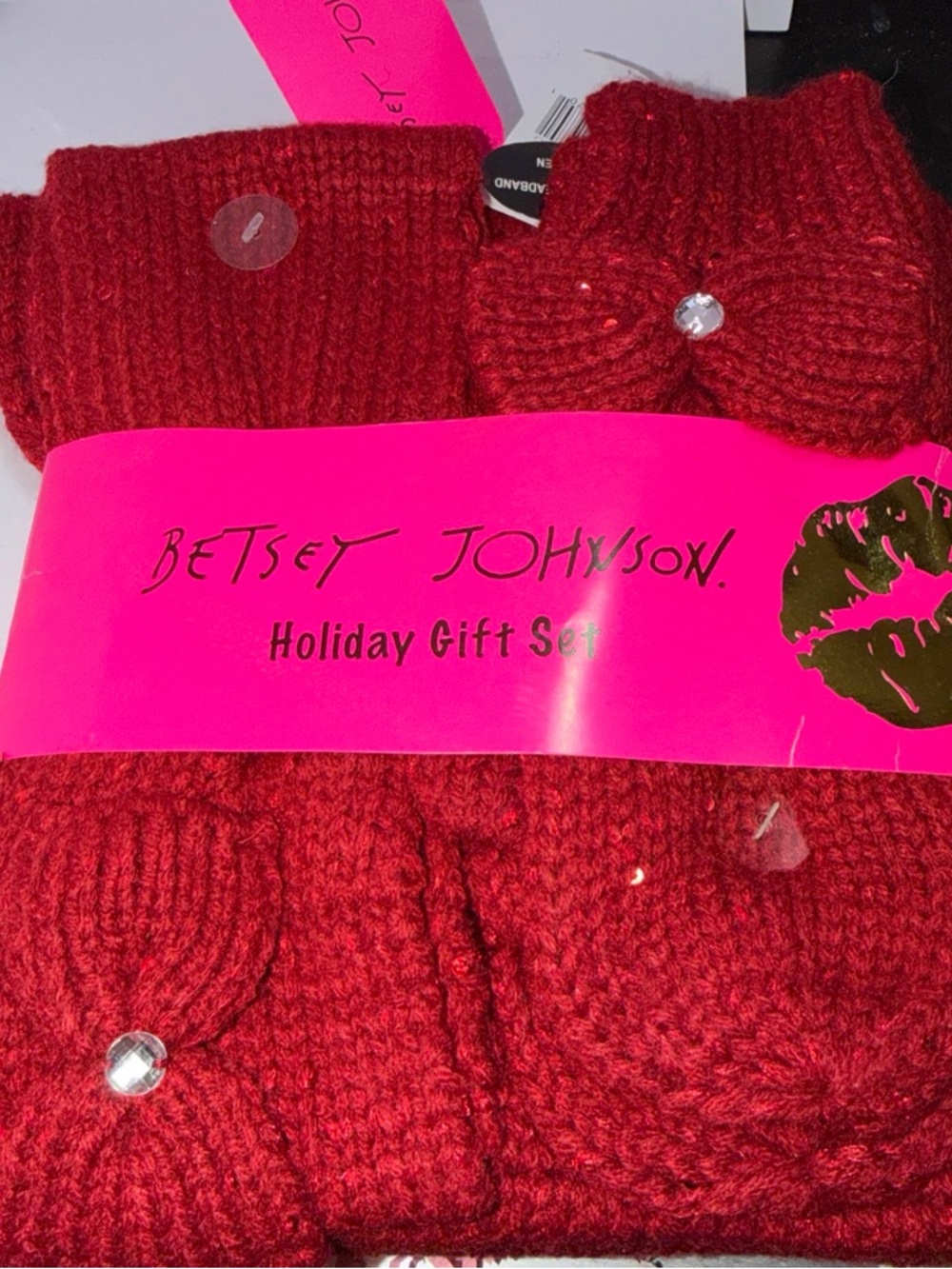 Betsey Johnson headband infinity and mitten holiday gift set NWT